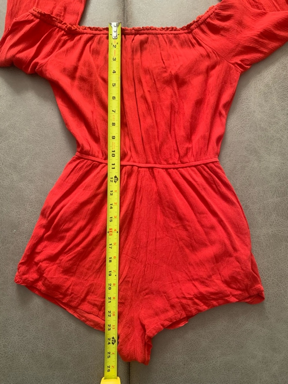 Forever 21 Womens Red Off Shoulder Lace Cuff Long Sleeve Romper w/ Pockets Small - Picture 8 of 8